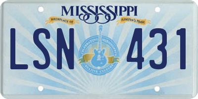 MS license plate LSN431
