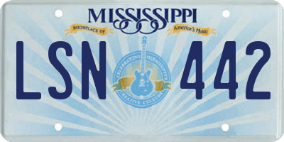MS license plate LSN442
