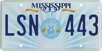 MS license plate LSN443