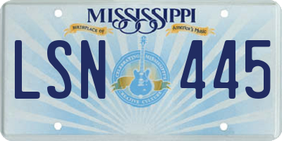 MS license plate LSN445