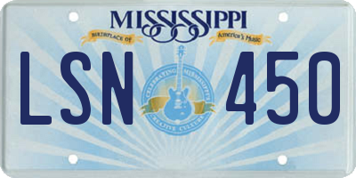 MS license plate LSN450