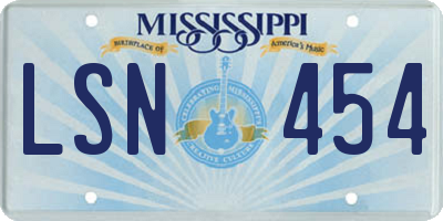 MS license plate LSN454