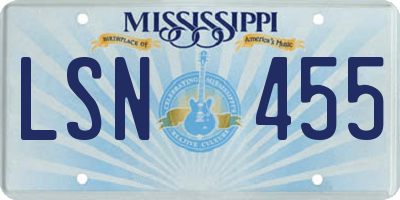 MS license plate LSN455