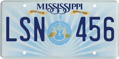 MS license plate LSN456