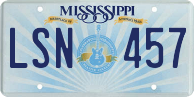 MS license plate LSN457
