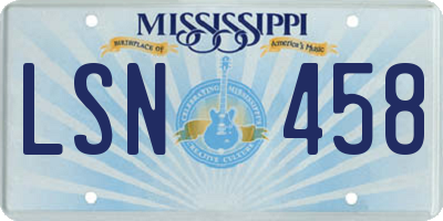 MS license plate LSN458