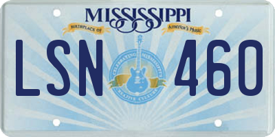 MS license plate LSN460
