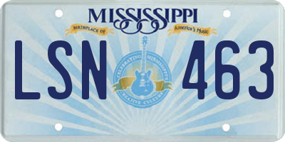 MS license plate LSN463
