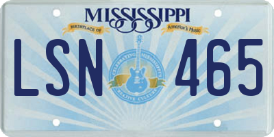 MS license plate LSN465