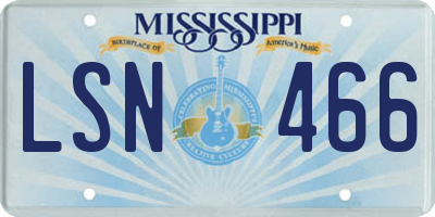 MS license plate LSN466