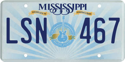 MS license plate LSN467