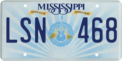MS license plate LSN468