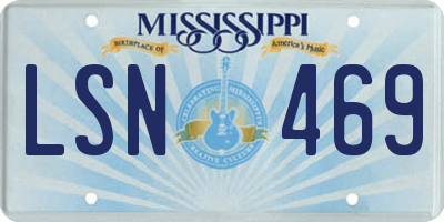 MS license plate LSN469