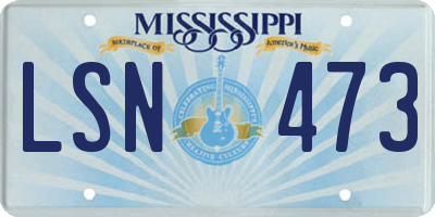 MS license plate LSN473