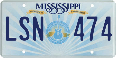 MS license plate LSN474