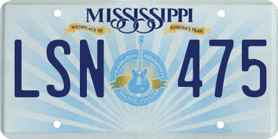 MS license plate LSN475