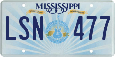MS license plate LSN477