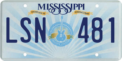MS license plate LSN481