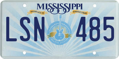 MS license plate LSN485