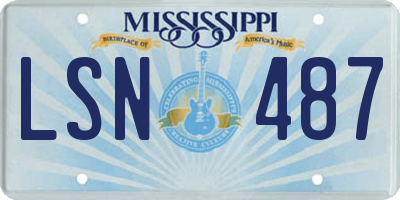 MS license plate LSN487
