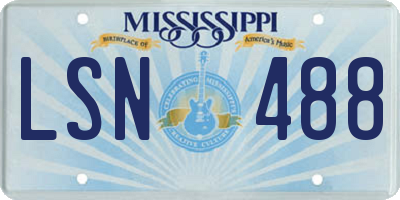 MS license plate LSN488