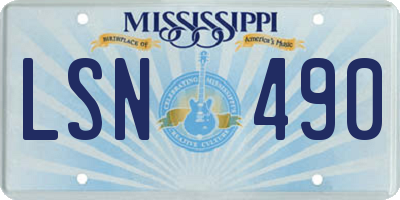 MS license plate LSN490