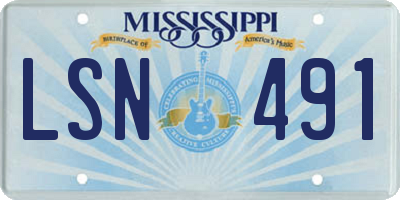 MS license plate LSN491