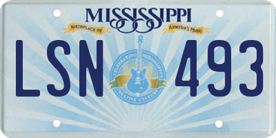 MS license plate LSN493