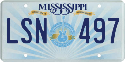 MS license plate LSN497