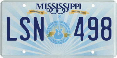 MS license plate LSN498