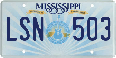 MS license plate LSN503