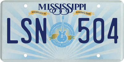 MS license plate LSN504