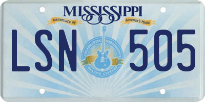 MS license plate LSN505