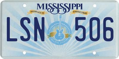MS license plate LSN506