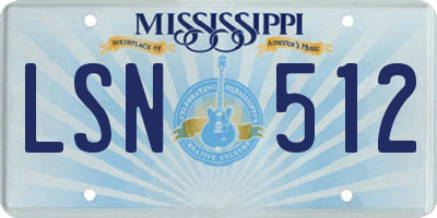 MS license plate LSN512