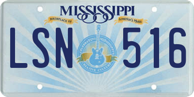 MS license plate LSN516