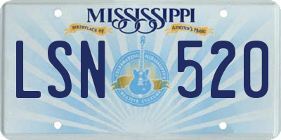 MS license plate LSN520
