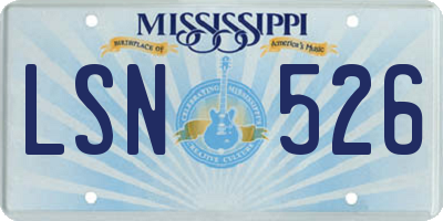 MS license plate LSN526