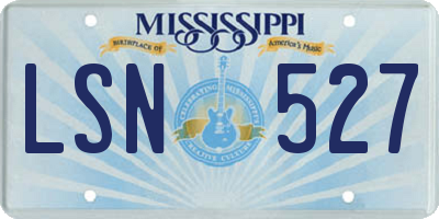 MS license plate LSN527