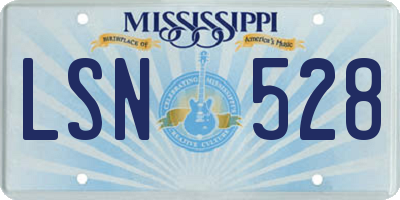 MS license plate LSN528