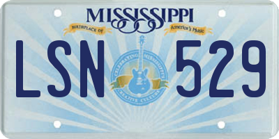 MS license plate LSN529
