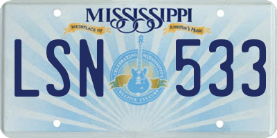 MS license plate LSN533