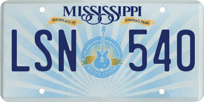 MS license plate LSN540