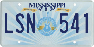 MS license plate LSN541