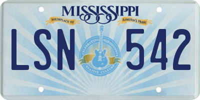 MS license plate LSN542