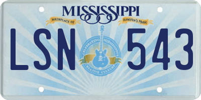MS license plate LSN543