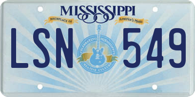 MS license plate LSN549