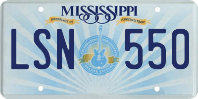MS license plate LSN550