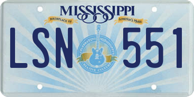 MS license plate LSN551
