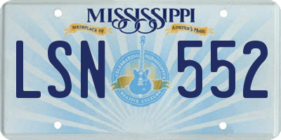 MS license plate LSN552